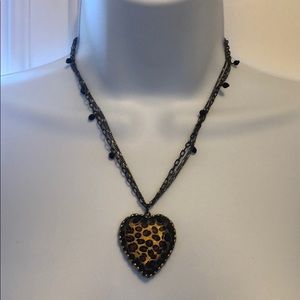 Betsey Johnson Leopard Heart Necklace